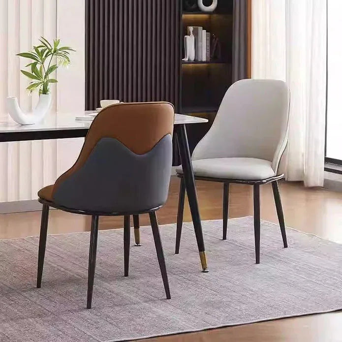 VELLUTO Dining Chair Modern upholstered Leather Kitchen Chairs with armrests Bathtub Chair Leisure Lounge Chair Living Room Bedroom Home Set of 2(Orange) - Mekamart Australia