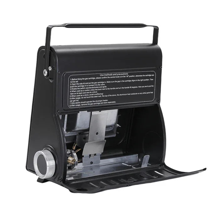 AMZ 1700W 2-in-1 Portable Outdoor Camping Butane Gas Heater Stove Steel Iron Aluminium Metal Manual Application for Travel - Mekamart Australia