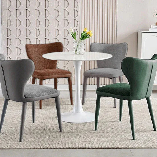 VELLUTO Modern Kitchen Dining Room Chairs Faux Leather Flannel Accent Chairs Metal Vanity Lounge Chair with Back for Living Room Set of 2(Brown) - Mekamart Australia