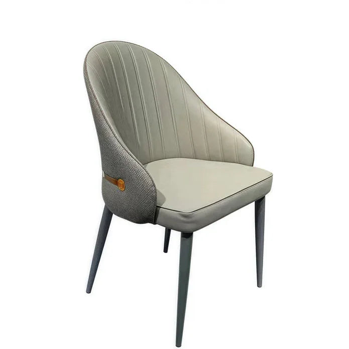 VELLUTO Dining Chairs Set Armchairs Mid Century Modern Kitchen Dining Room Chairs Faux Leather Accent Chairs Metal Vanity Lounge Chair with Back for Living Room Bedrooms Set of 2 (Grey) - Mekamart Australia