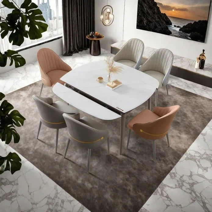 VELLUTO Dining Chairs Set Armchairs Mid Century Modern Kitchen Dining Room Chairs Faux Leather Accent Chairs Metal Vanity Lounge Chair with Back for Living Room Bedrooms Set of 2 (Grey) - Mekamart Australia