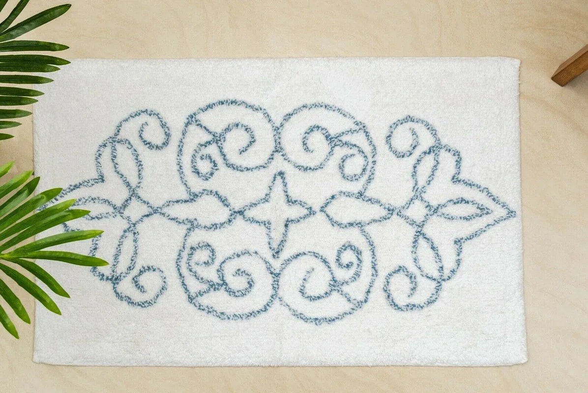 Cotton Medallion Tufted Non Slip Jacquard Bath mat - Mekamart Australia