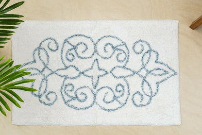 Cotton Medallion Tufted Non Slip Jacquard Bath mat - Mekamart Australia