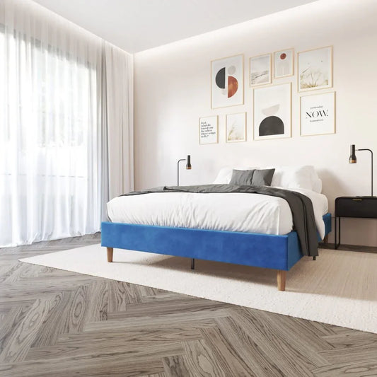 Velvet Blue Bed Frame – Queen - Mekamart Australia
