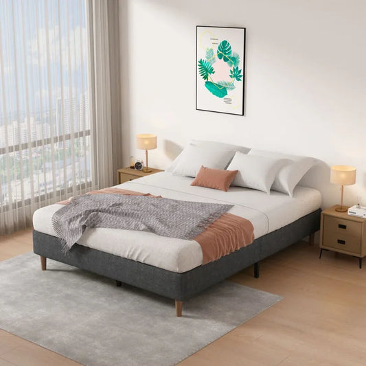 Bed Frame Mattress Foundation (Dark Grey) – Queen - Mekamart Australia