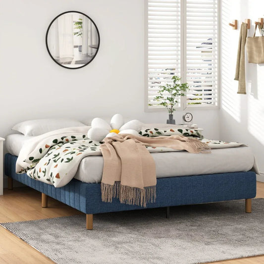 Metal Bed Frame Mattress Foundation Blue – Queen - Mekamart Australia