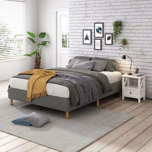 Metal Bedframe Mattress Foundation (Dark Grey) – King - Mekamart Australia