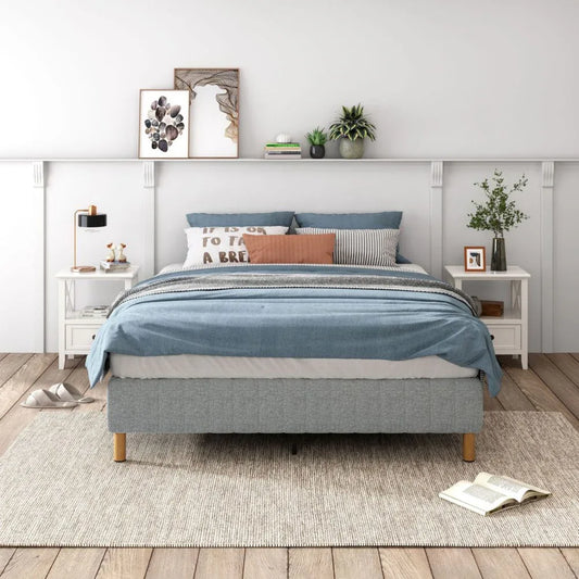 Metal Bedframe Mattress Foundation (Light Grey) – Single - Mekamart Australia