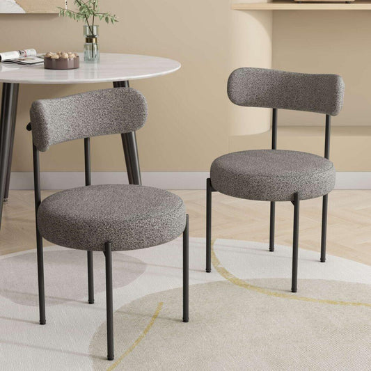 Plush Boucle Cushioned Elsa Dining Chairs in Slate Grey - Mekamart Australia