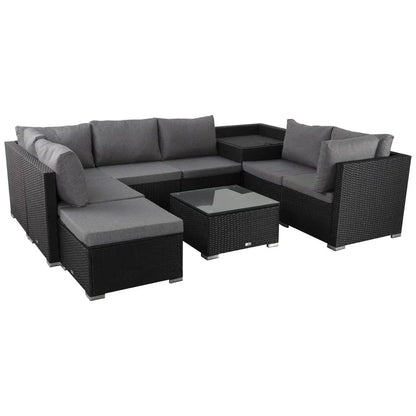 Large Modular Outdoor Ottoman Lounge Set in Black - Mekamart Australia