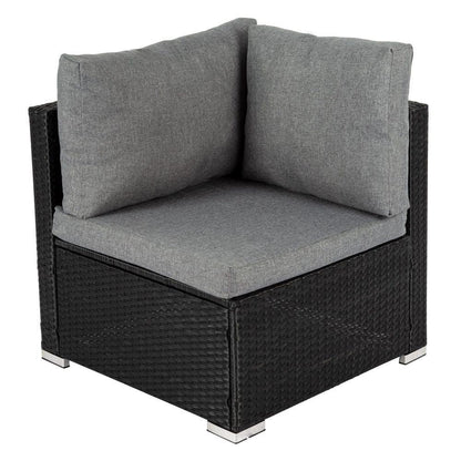 Large Modular Outdoor Ottoman Lounge Set in Black - Mekamart Australia