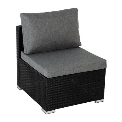 Large Modular Outdoor Ottoman Lounge Set in Black - Mekamart Australia