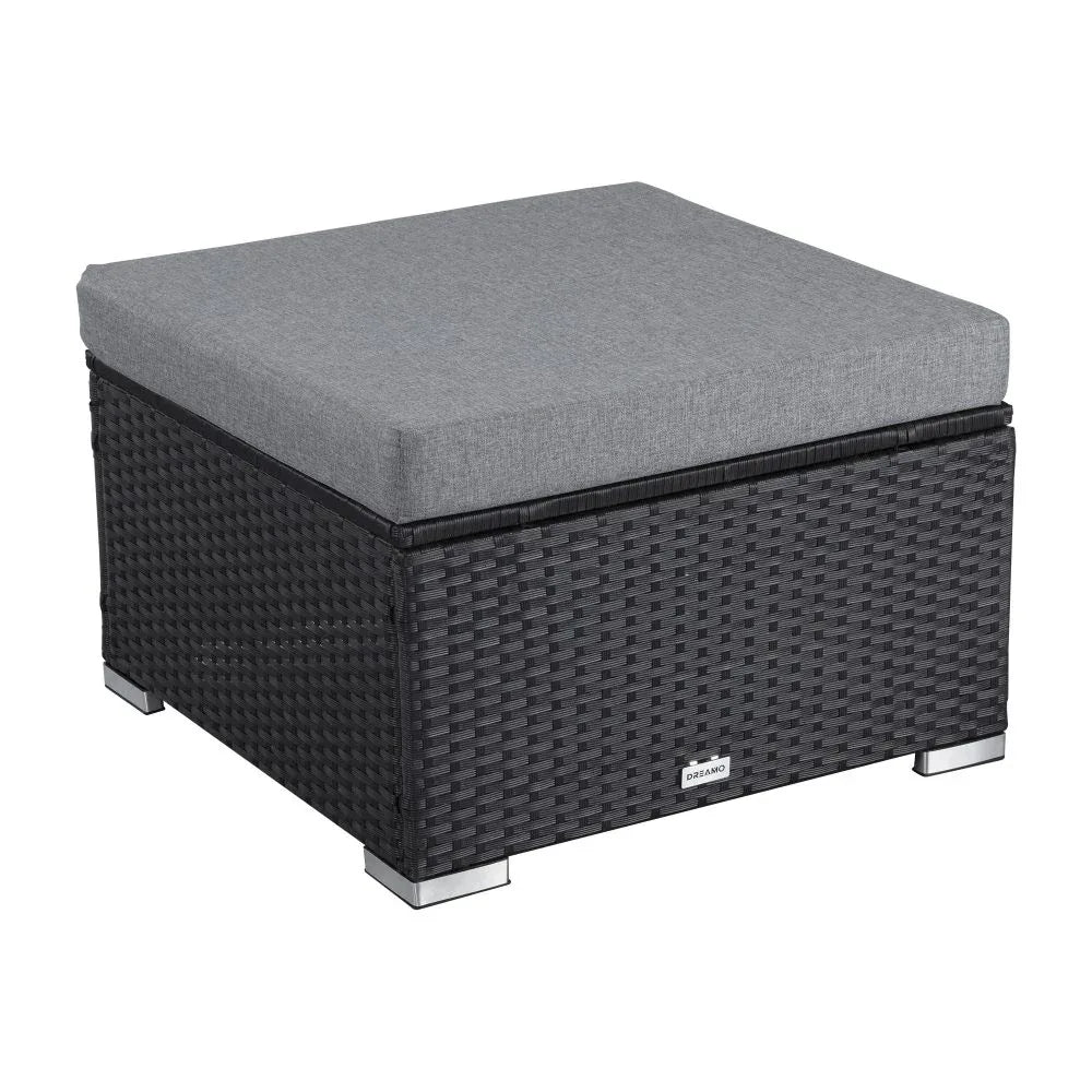 Large Modular Outdoor Ottoman Lounge Set in Black - Mekamart Australia