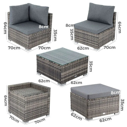 Large Modular Outdoor Ottoman Lounge Set in Black - Mekamart Australia