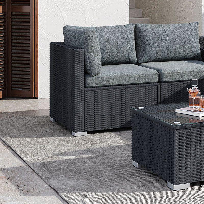 8PCS Outdoor Furniture Modular Lounge Sofa Lizard-Black - Mekamart Australia