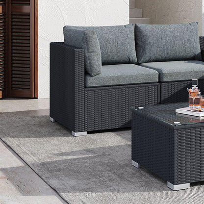 8PCS Outdoor Furniture Modular Lounge Sofa Lizard-Black - Mekamart Australia