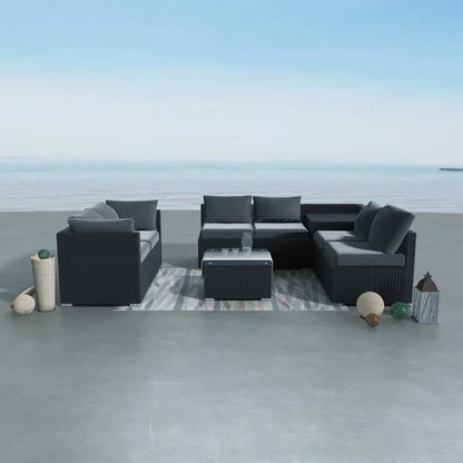 8PCS Outdoor Furniture Modular Lounge Sofa Lizard-Black - Mekamart Australia
