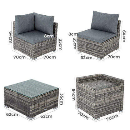 8PCS Outdoor Furniture Modular Lounge Sofa Lizard-Black - Mekamart Australia