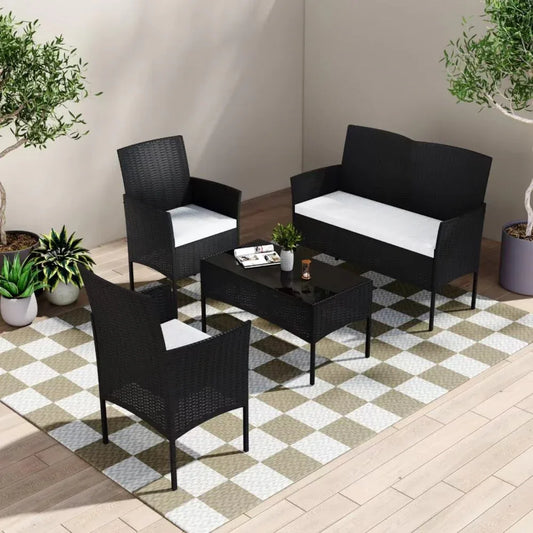 Ville 4-Seater PE Wicker Outdoor Lounge Sofa Set - Mekamart Australia