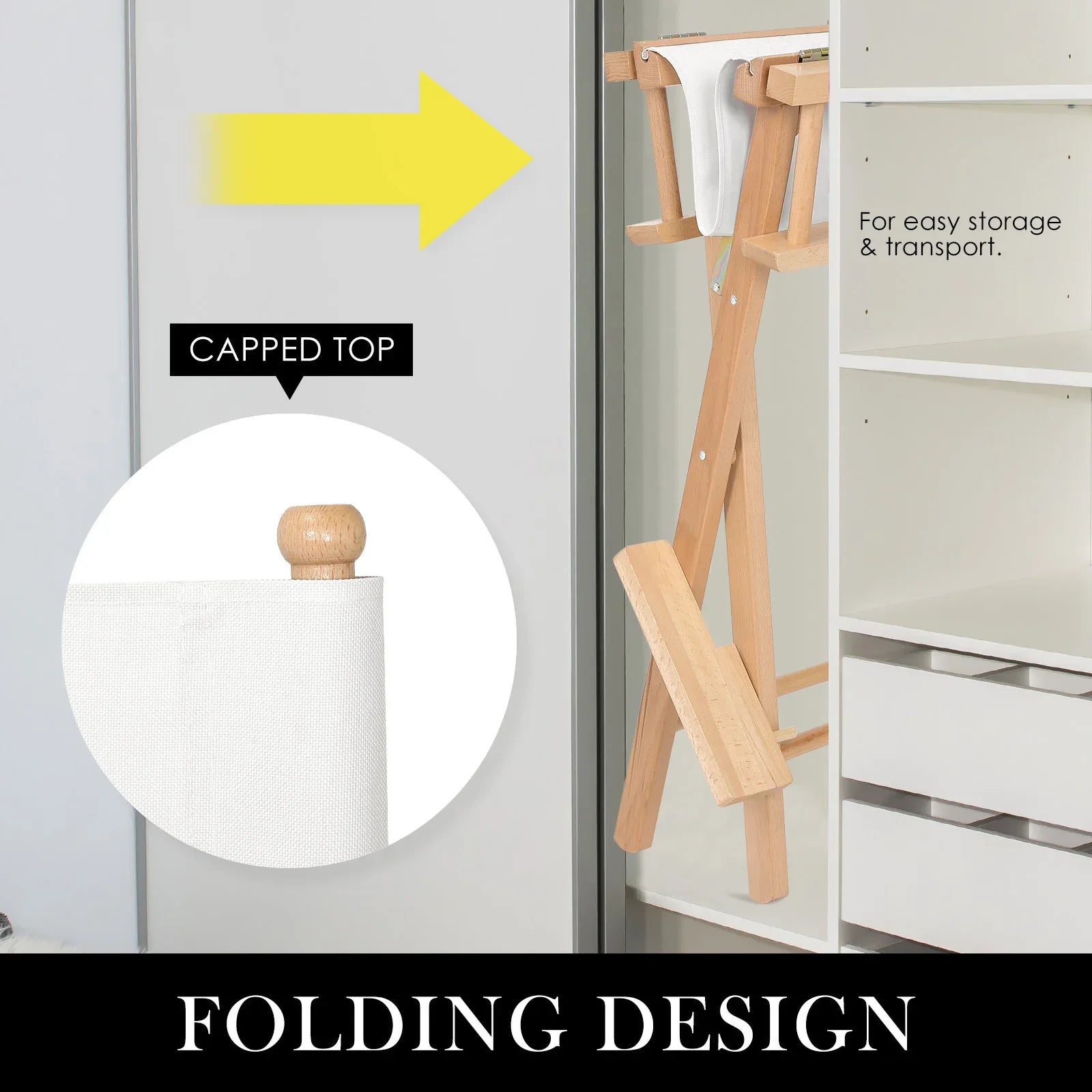 2X Director Movie Folding Tall Chair 76cm Beech WOOD HUMOR - Mekamart Australia