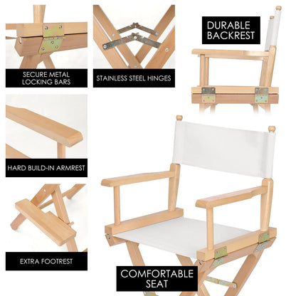 2X Director Movie Folding Tall Chair 76cm Beech WOOD HUMOR - Mekamart Australia