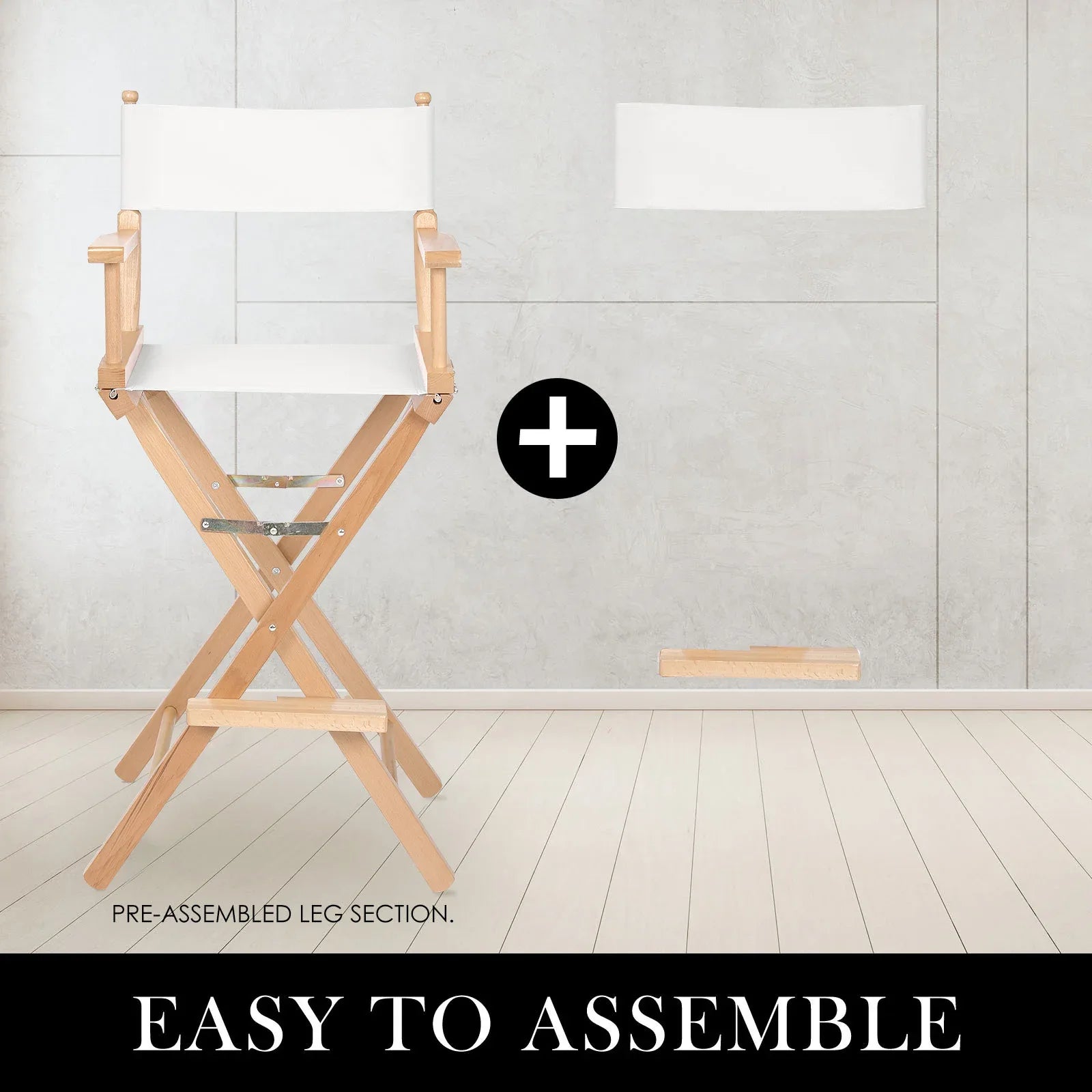 2X Director Movie Folding Tall Chair 76cm Beech WOOD HUMOR - Mekamart Australia