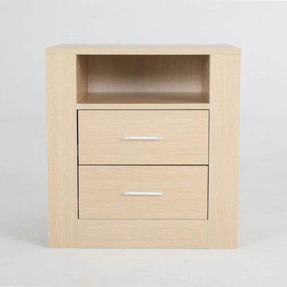 2X Bedside Table Side Storage Cabinet Nightstand Bedroom 2 Drawer 1 Shelf ZURI OAK - Mekamart Australia
