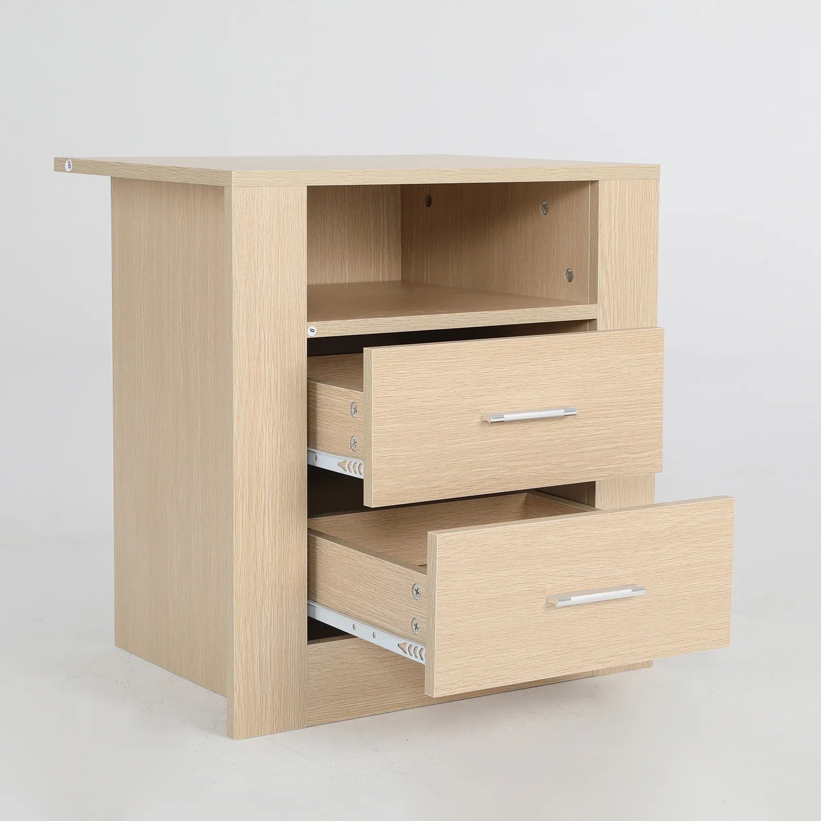 2X Bedside Table Side Storage Cabinet Nightstand Bedroom 2 Drawer 1 Shelf ZURI OAK - Mekamart Australia