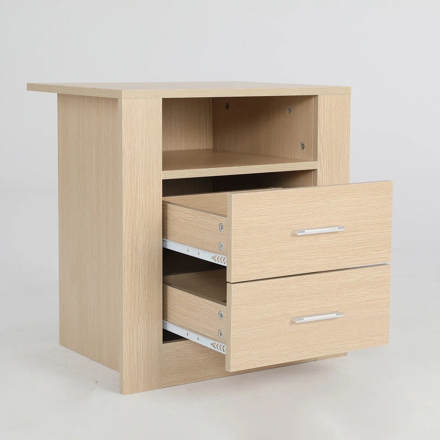 2X Bedside Table Side Storage Cabinet Nightstand Bedroom 2 Drawer 1 Shelf ZURI OAK - Mekamart Australia