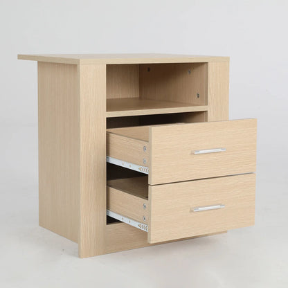 2X Bedside Table Side Storage Cabinet Nightstand Bedroom 2 Drawer 1 Shelf ZURI OAK - Mekamart Australia