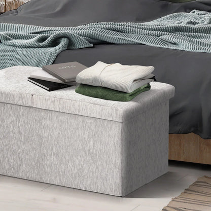 Foldable Storage Ottoman - Flip Lid Side Table Toy Blanket Organiser Seat KIRA GREY - Mekamart Australia
