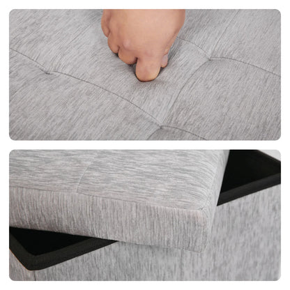 Foldable Storage Ottoman - Flip Lid Side Table Toy Blanket Organiser Seat KIRA GREY - Mekamart Australia