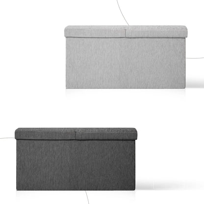 Foldable Storage Ottoman - Flip Lid Side Table Toy Blanket Organiser Seat KIRA GREY - Mekamart Australia