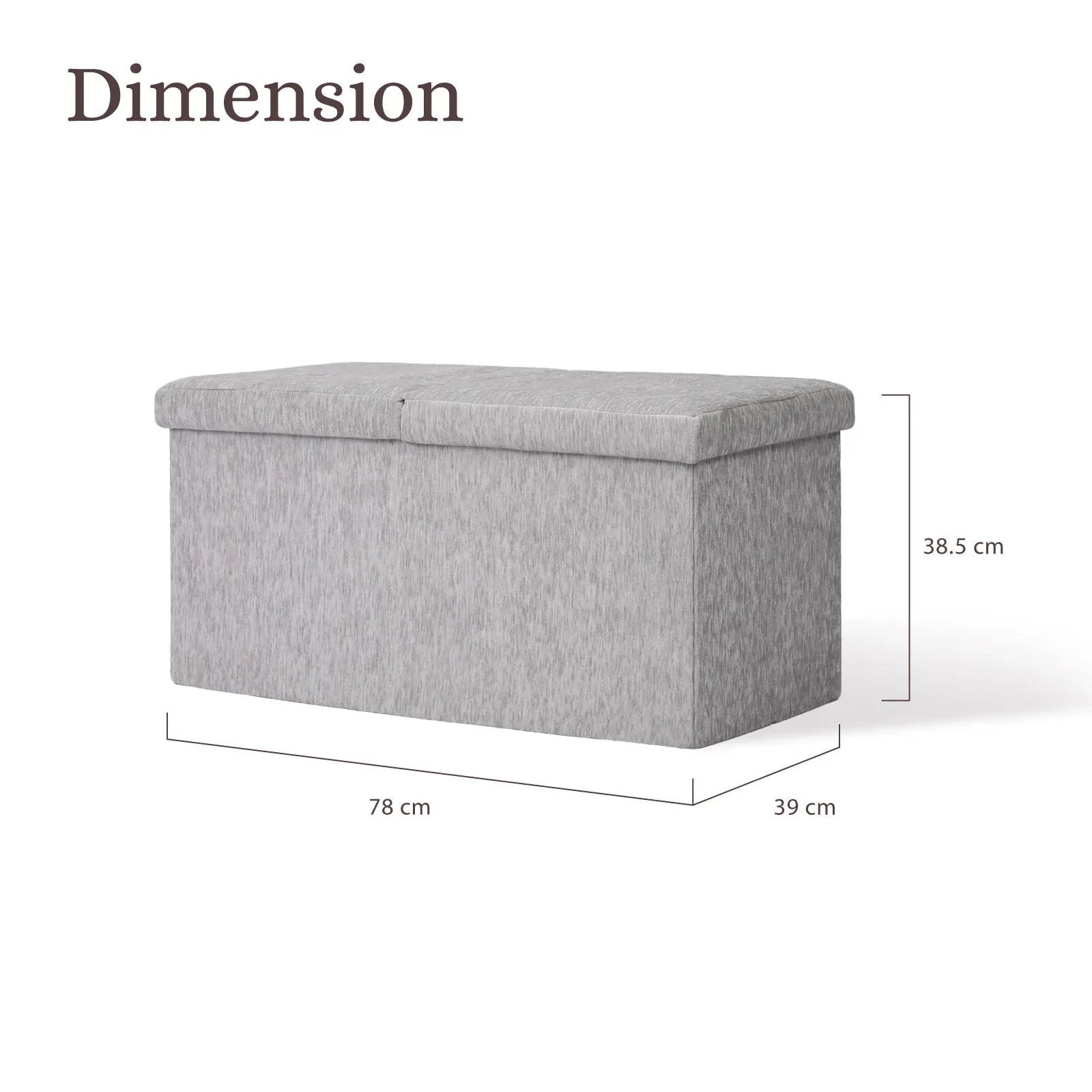 Foldable Storage Ottoman - Flip Lid Side Table Toy Blanket Organiser Seat KIRA GREY - Mekamart Australia