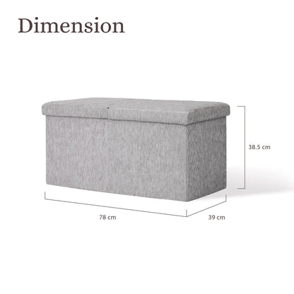 Foldable Storage Ottoman - Flip Lid Side Table Toy Blanket Organiser Seat KIRA GREY - Mekamart Australia