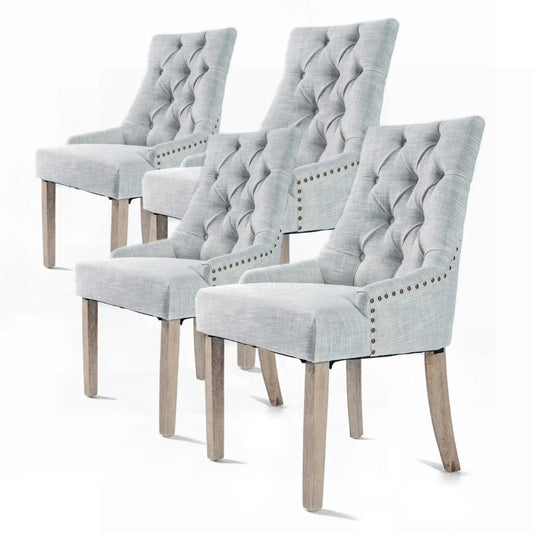 4X French Provincial Dining Chair Oak Leg AMOUR GREY - Mekamart Australia