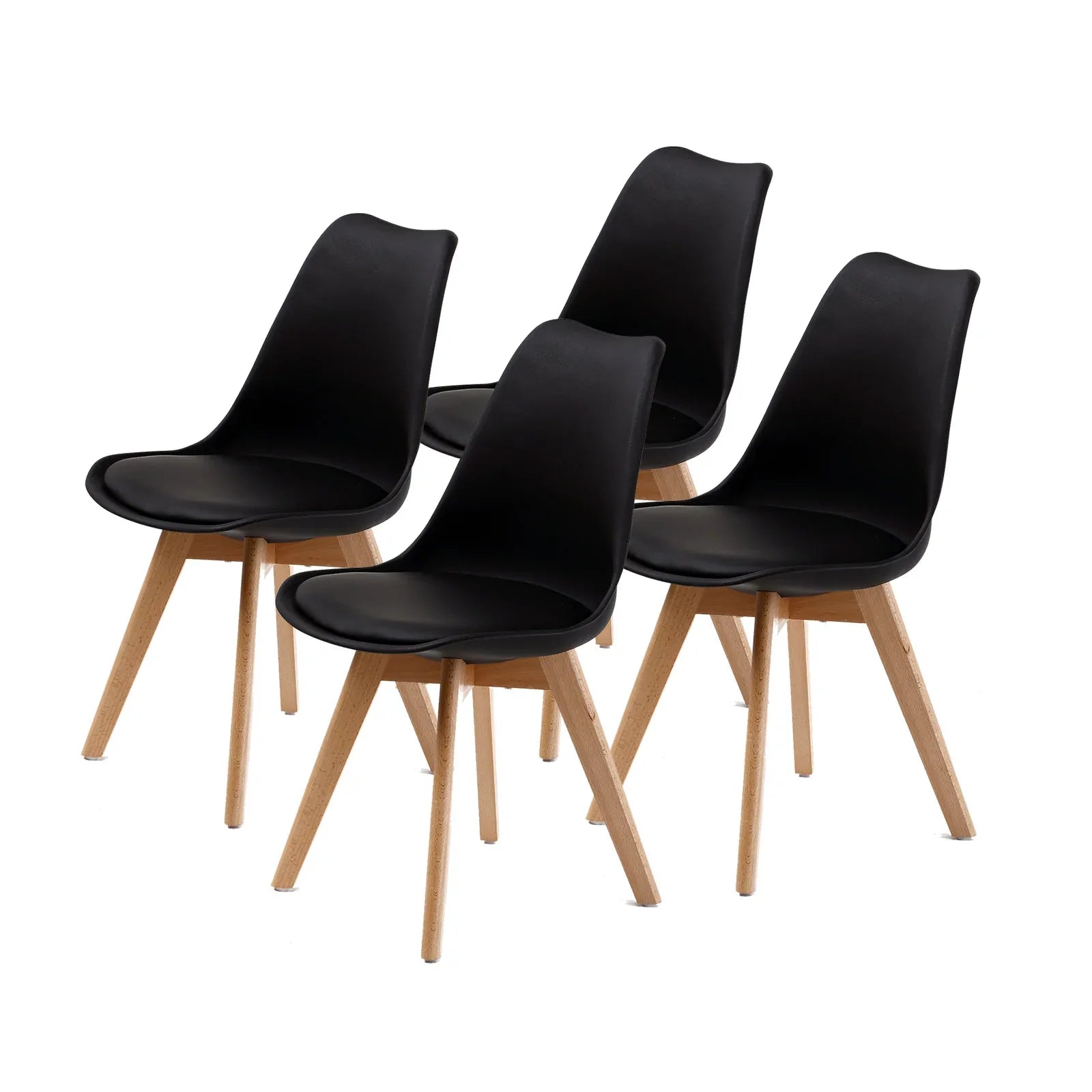 4X Retro Dining Cafe Chair Padded Seat BLACK - Mekamart Australia