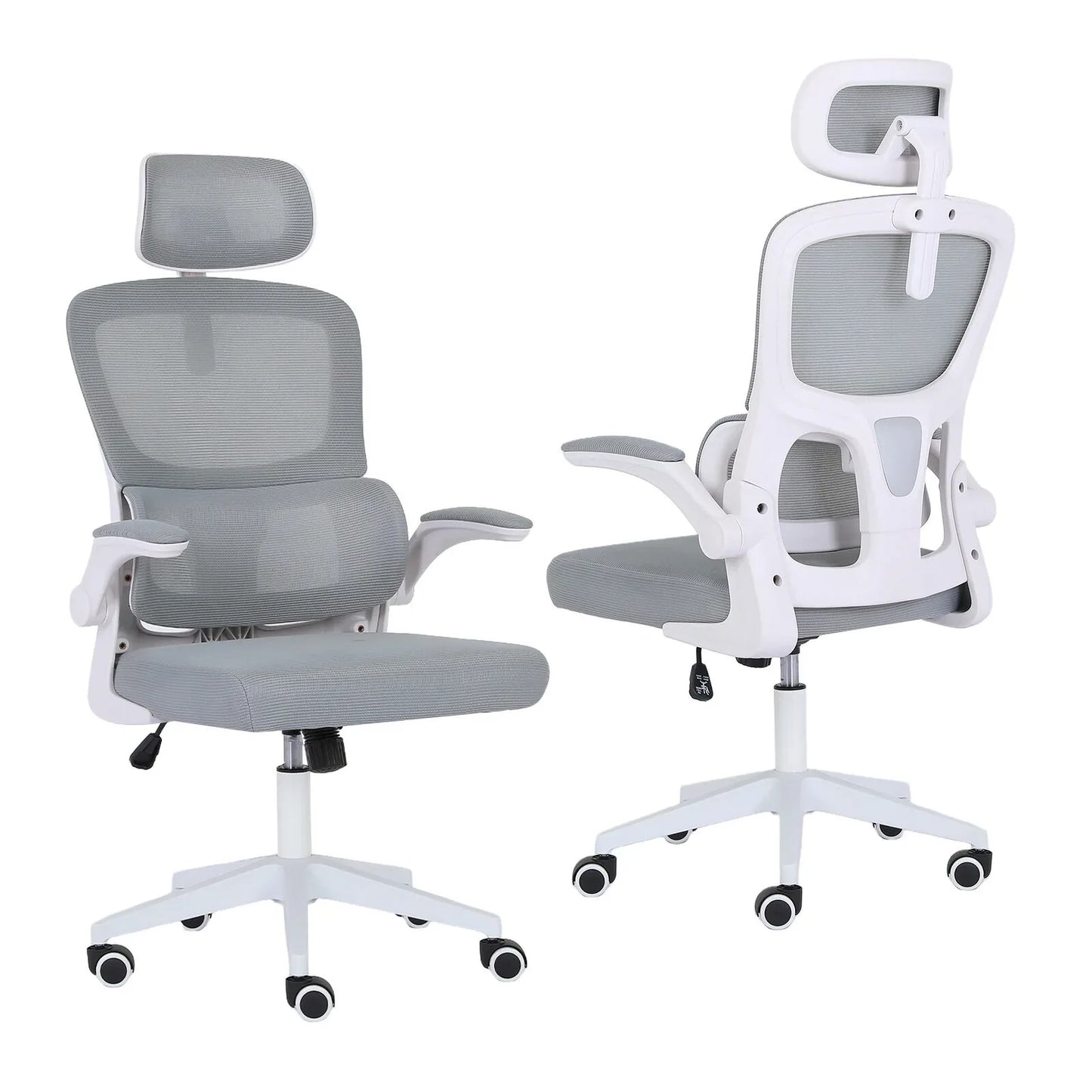 Work Office Chair - Lumber Support, Flip-up Armrest, Adjustable Headrest SITIO - GREY - Mekamart Australia
