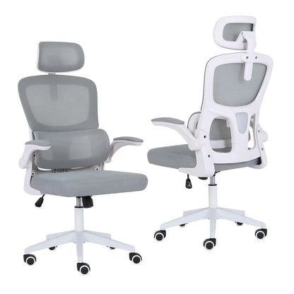 Work Office Chair - Lumber Support, Flip-up Armrest, Adjustable Headrest SITIO - GREY - Mekamart Australia