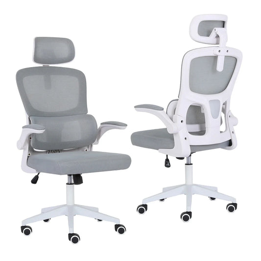 Work Office Chair - Lumber Support, Flip-up Armrest, Adjustable Headrest SITIO - GREY - Mekamart Australia