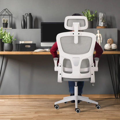 Work Office Chair - Lumber Support, Flip-up Armrest, Adjustable Headrest SITIO - GREY - Mekamart Australia