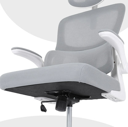 Work Office Chair - Lumber Support, Flip-up Armrest, Adjustable Headrest SITIO - GREY - Mekamart Australia