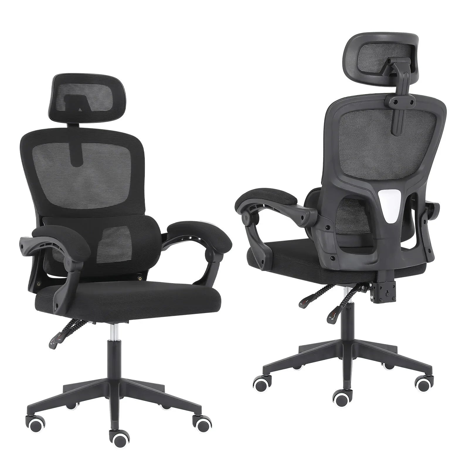 Ergonomic Reclining Office Chair - Lumbar Support, Adjustable Headrest VELTRA - BLACK - Mekamart Australia