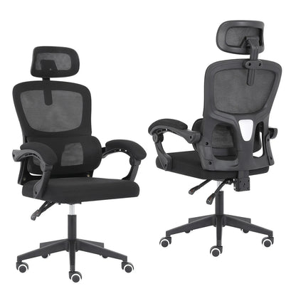 Ergonomic Reclining Office Chair - Lumbar Support, Adjustable Headrest VELTRA - BLACK - Mekamart Australia