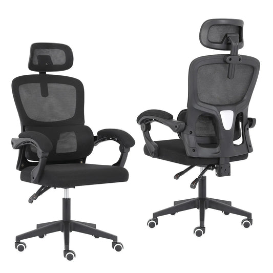 Ergonomic Reclining Office Chair - Lumbar Support, Adjustable Headrest VELTRA - BLACK - Mekamart Australia