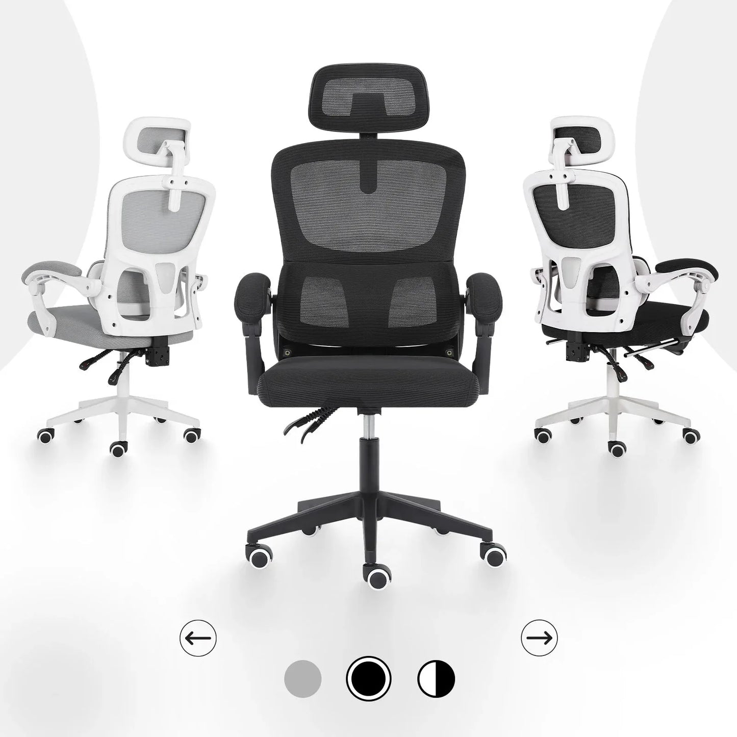 Ergonomic Reclining Office Chair - Lumbar Support, Adjustable Headrest VELTRA - BLACK - Mekamart Australia