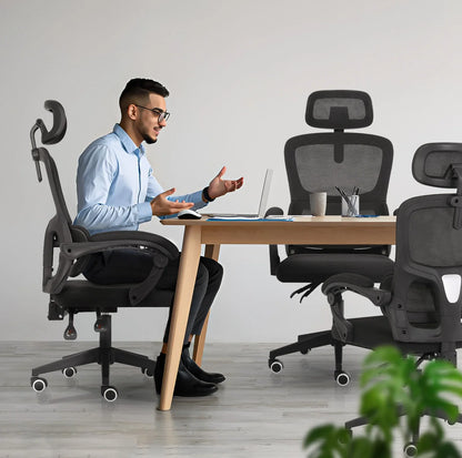 Ergonomic Reclining Office Chair - Lumbar Support, Adjustable Headrest VELTRA - BLACK - Mekamart Australia