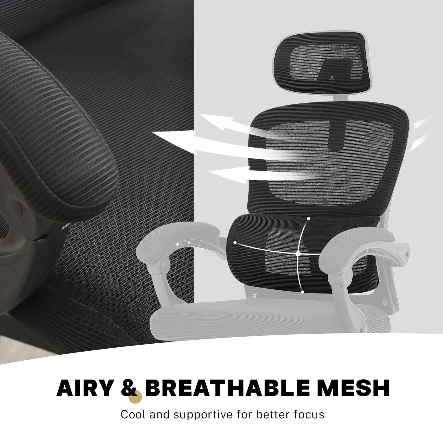 Ergonomic Reclining Office Chair - Lumbar Support, Adjustable Headrest VELTRA - BLACK - Mekamart Australia