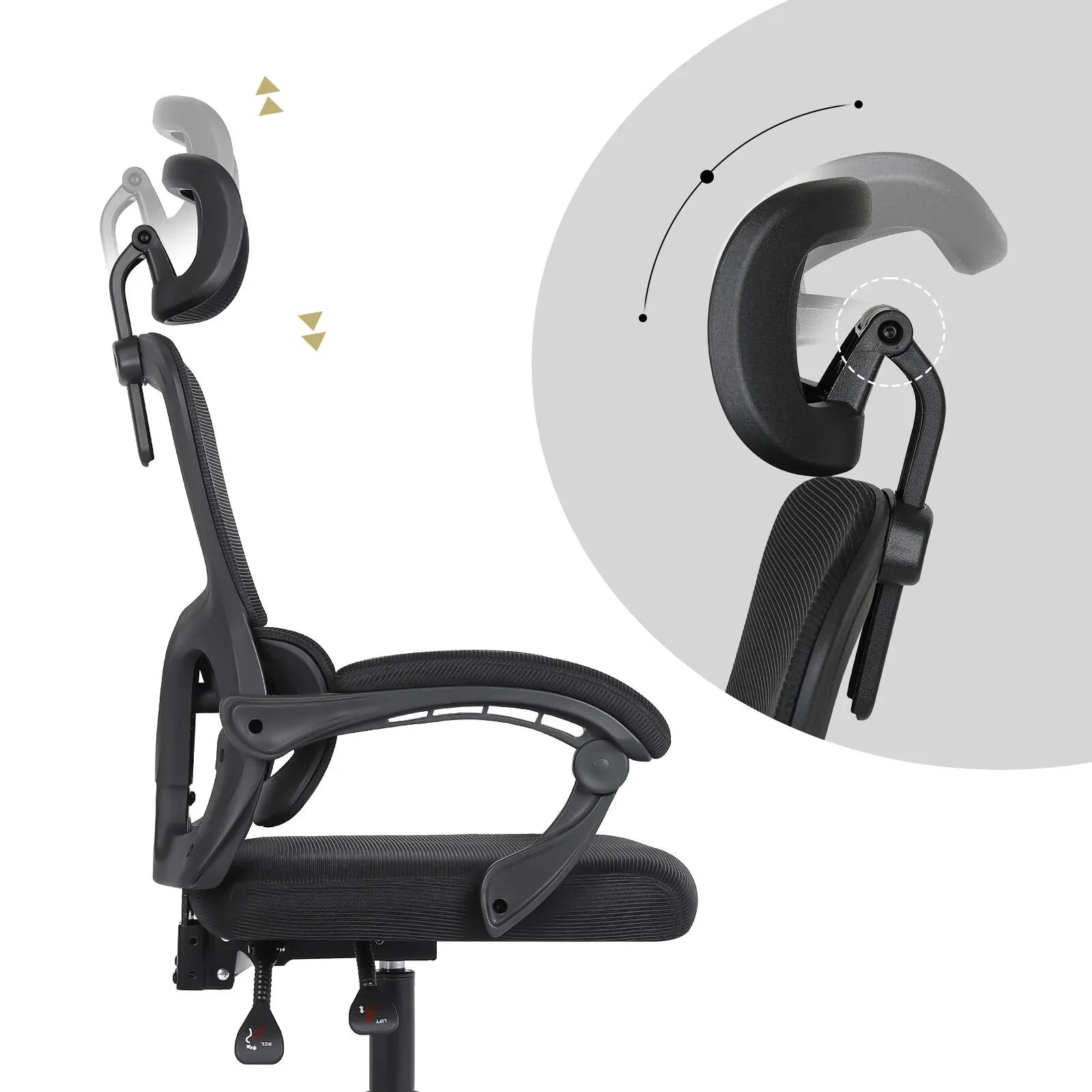 Ergonomic Reclining Office Chair - Lumbar Support, Adjustable Headrest VELTRA - BLACK - Mekamart Australia