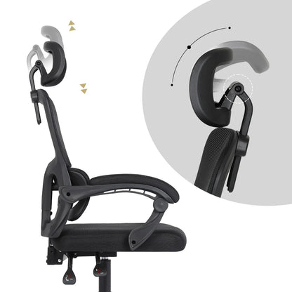 Ergonomic Reclining Office Chair - Lumbar Support, Adjustable Headrest VELTRA - BLACK - Mekamart Australia